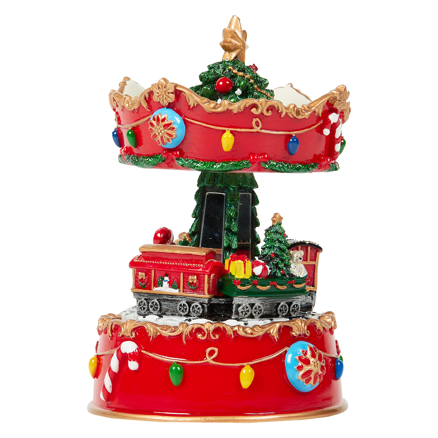 Traditional Wind Up Carousel Multicolour Image 2