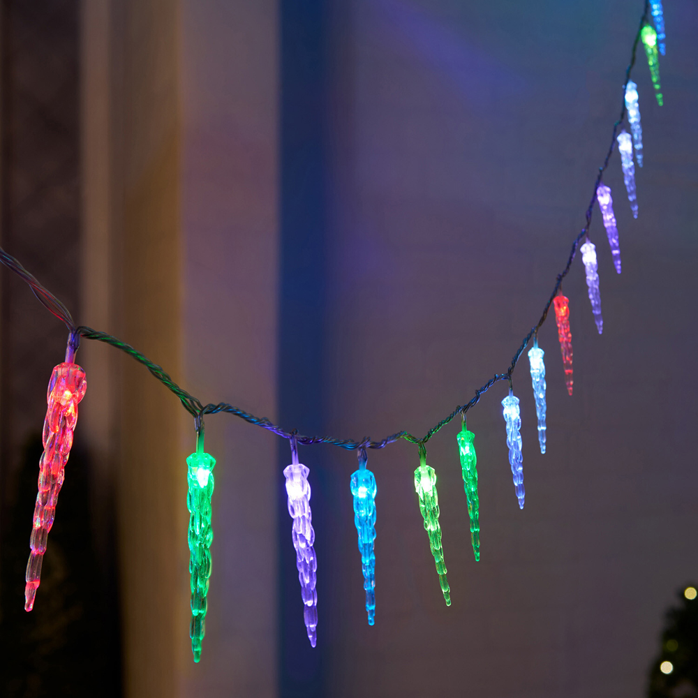 60 LED Colour Changing Icicle String Lights Image 1