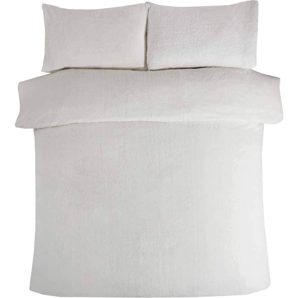 Sleepdown Ivory Teddy Fleece Double Duvet Set Wilko