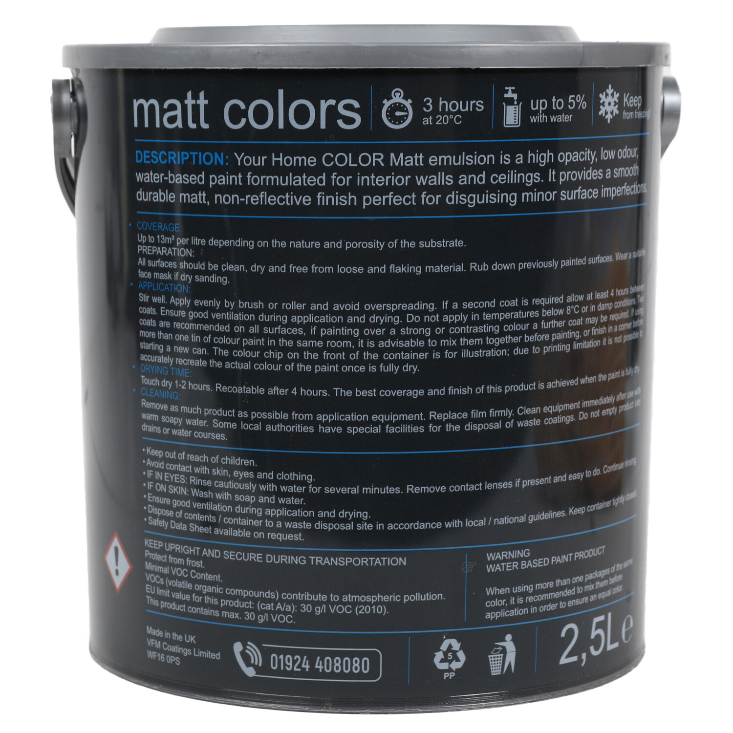 Your Home Walls & Ceilings Steel Grey Matt Emulsion Paint 2.5L Image 2
