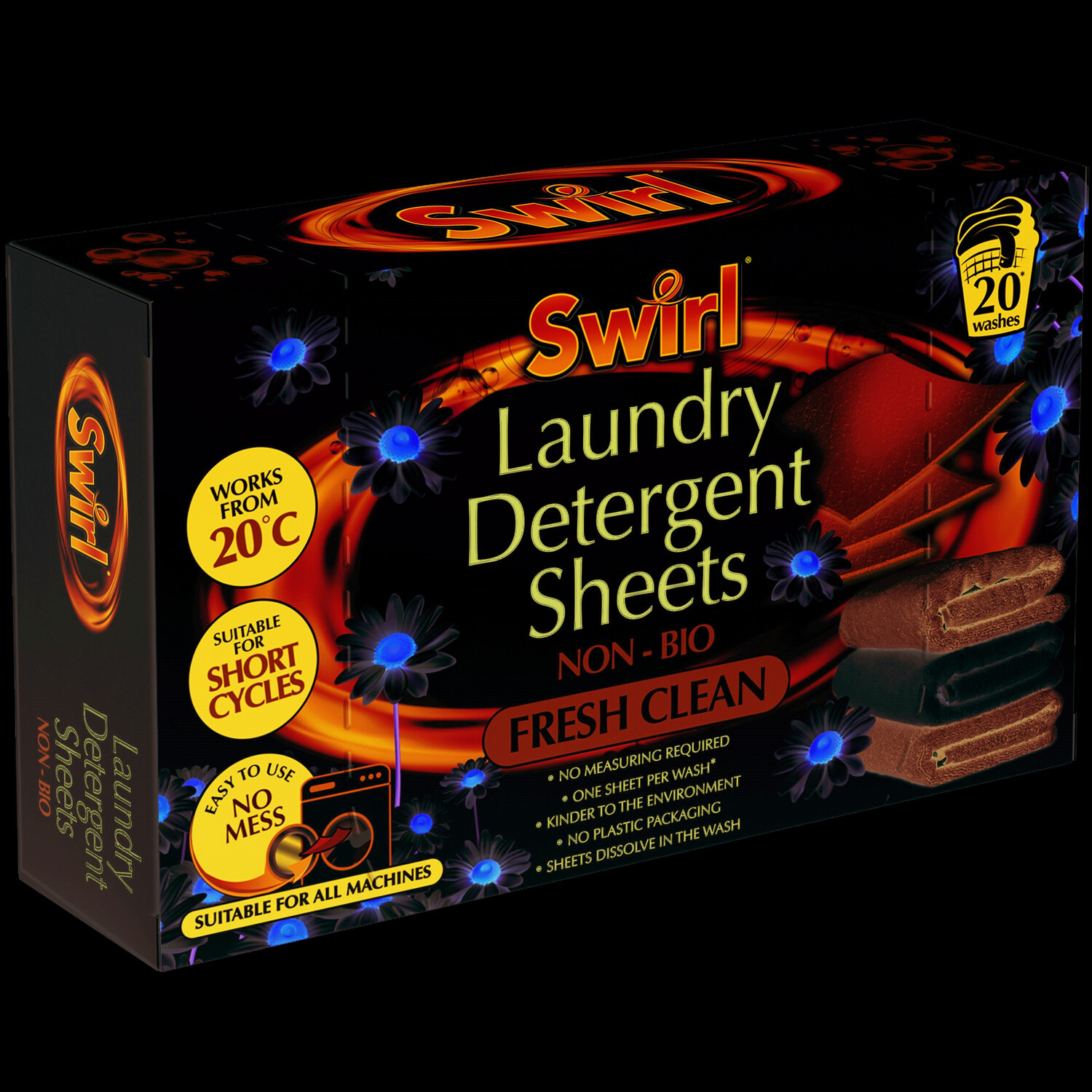 Single Swirl Laundry Fresh Clean Non Bio Detergent Sheets 20 Washes Image 2