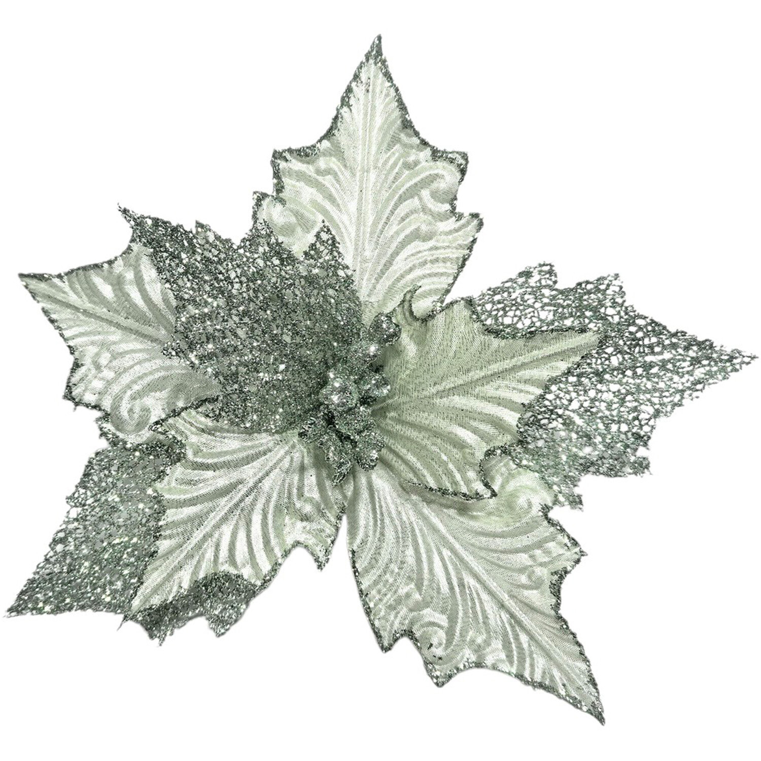 Glitter Flower Clip Green Image 2