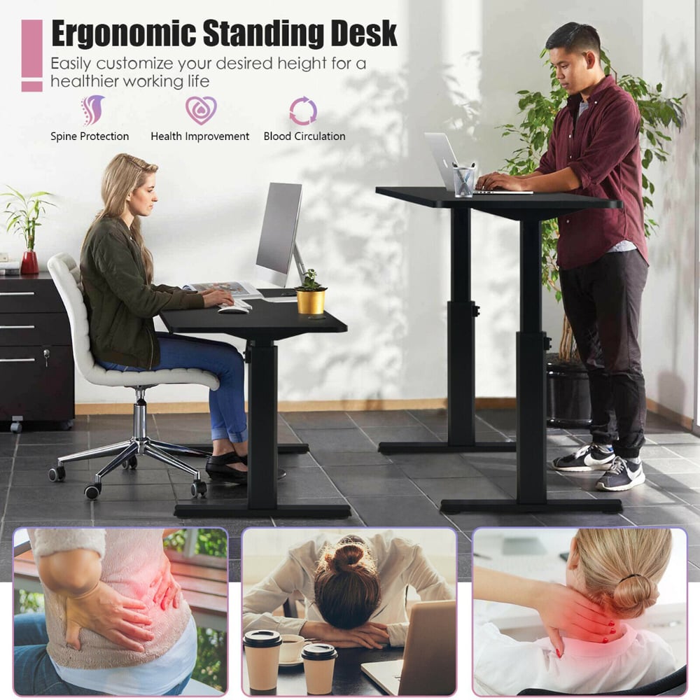 Costway Ergonomic Adjustable Computer Table With USB Port Black Image 6