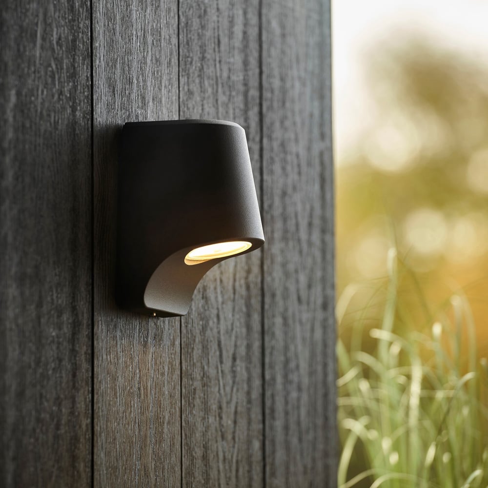 Merano Verona Matt Black Frosted Glass Modern Outdoor Wall Lamp Image 6