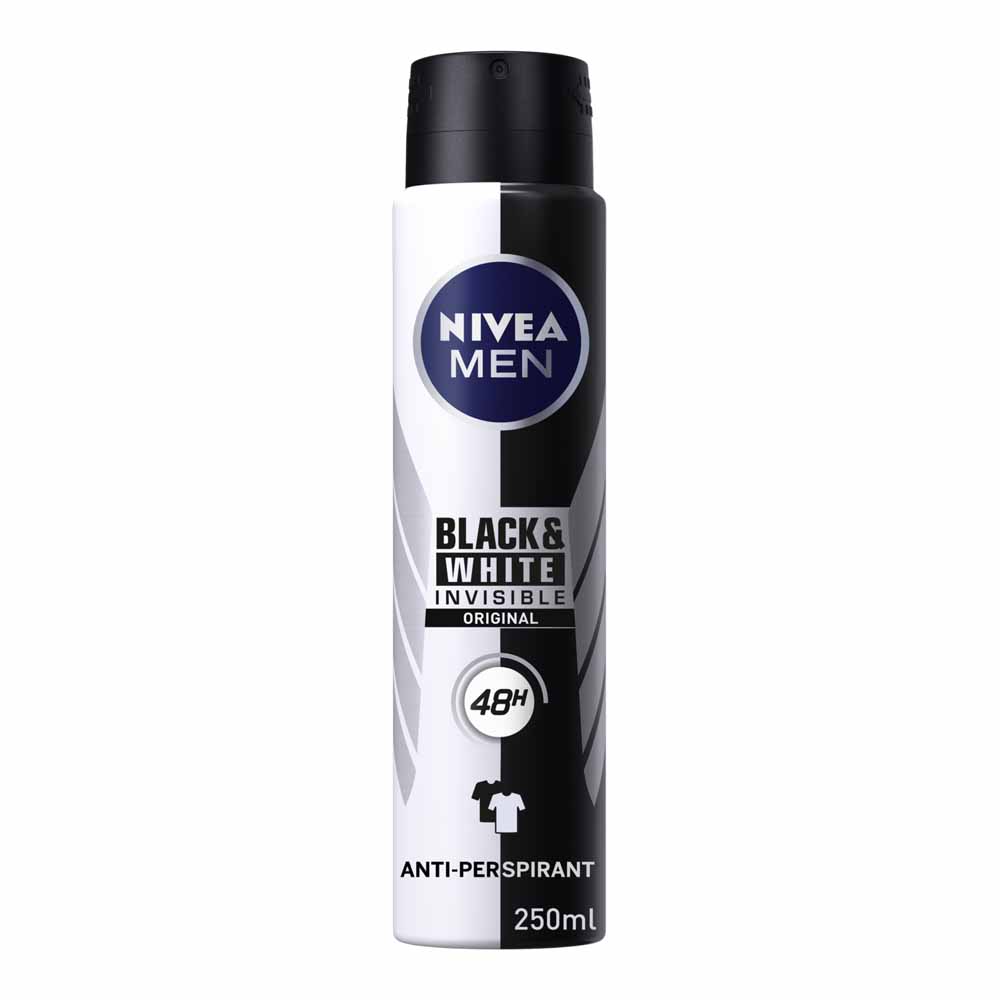 Nivea Men Black and White Original Anti Perspirant Deodorant Spray 250ml Image 1