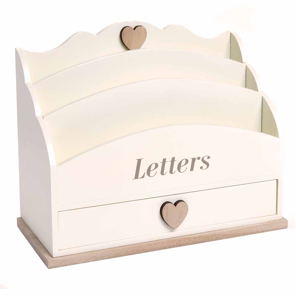 Wilko Heart Letter Rack with Drawer Image 1