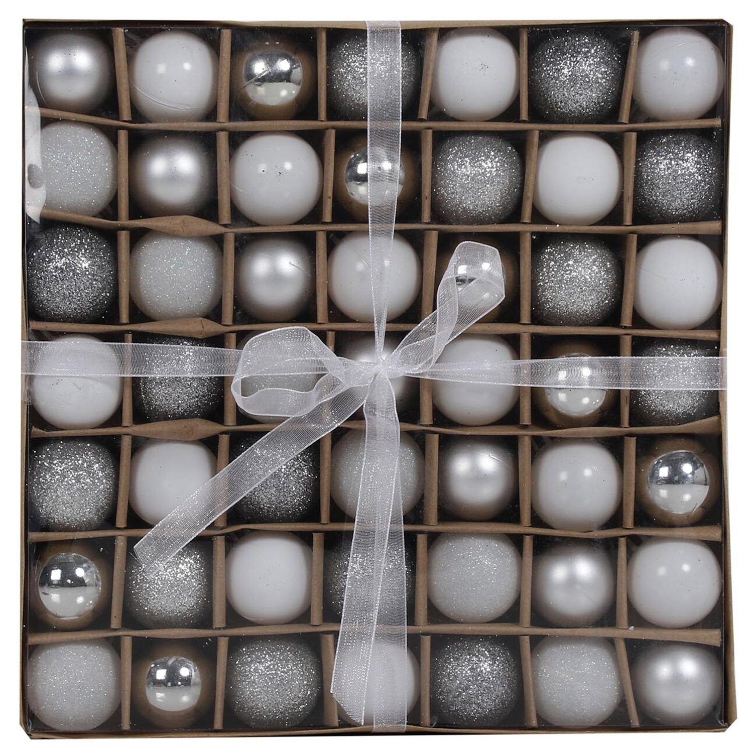 Frosted Fairytale Silver Baubles 49 Pack Image