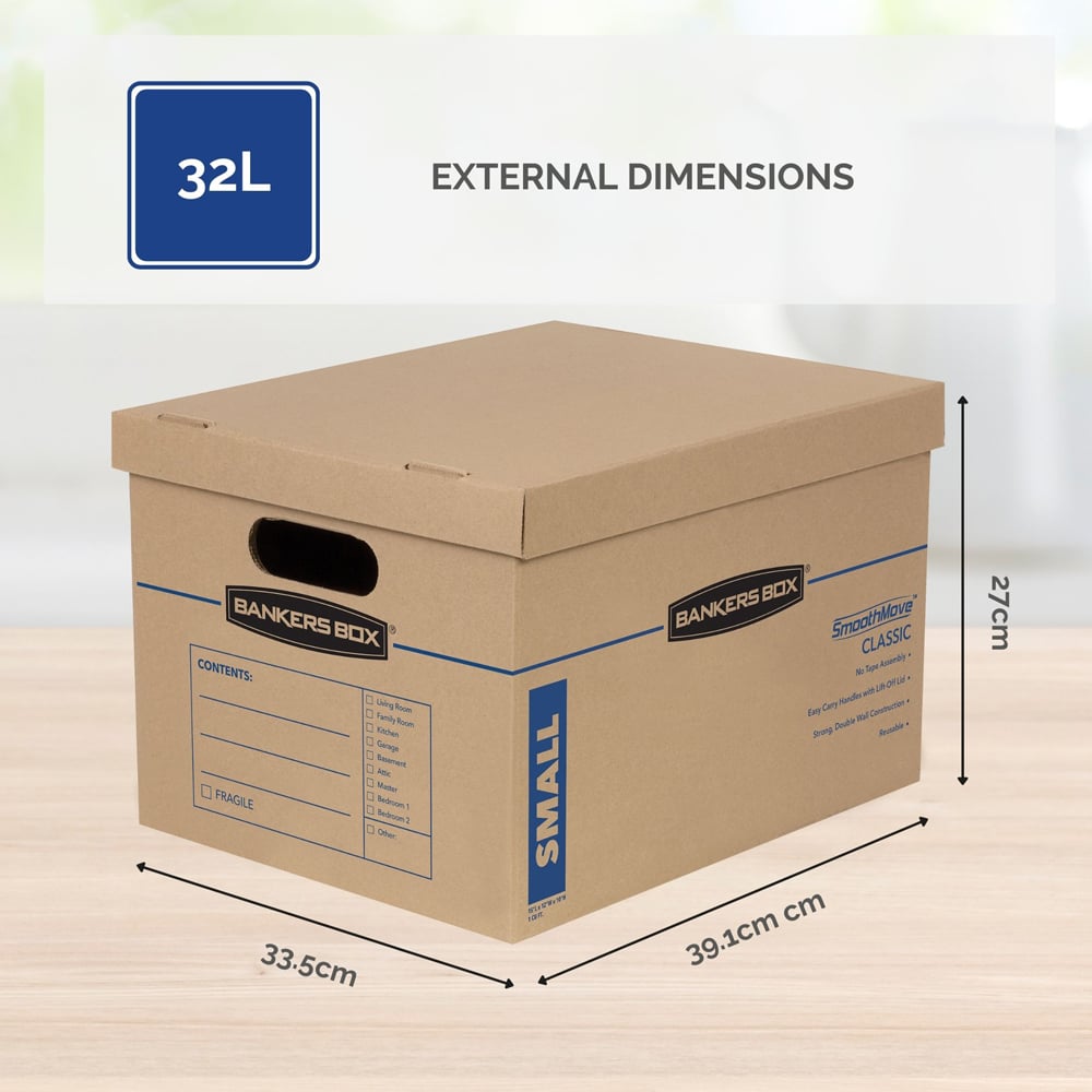 Fellowes SmoothMove 32L Classic Cardboard Box 10 Pack Image 9