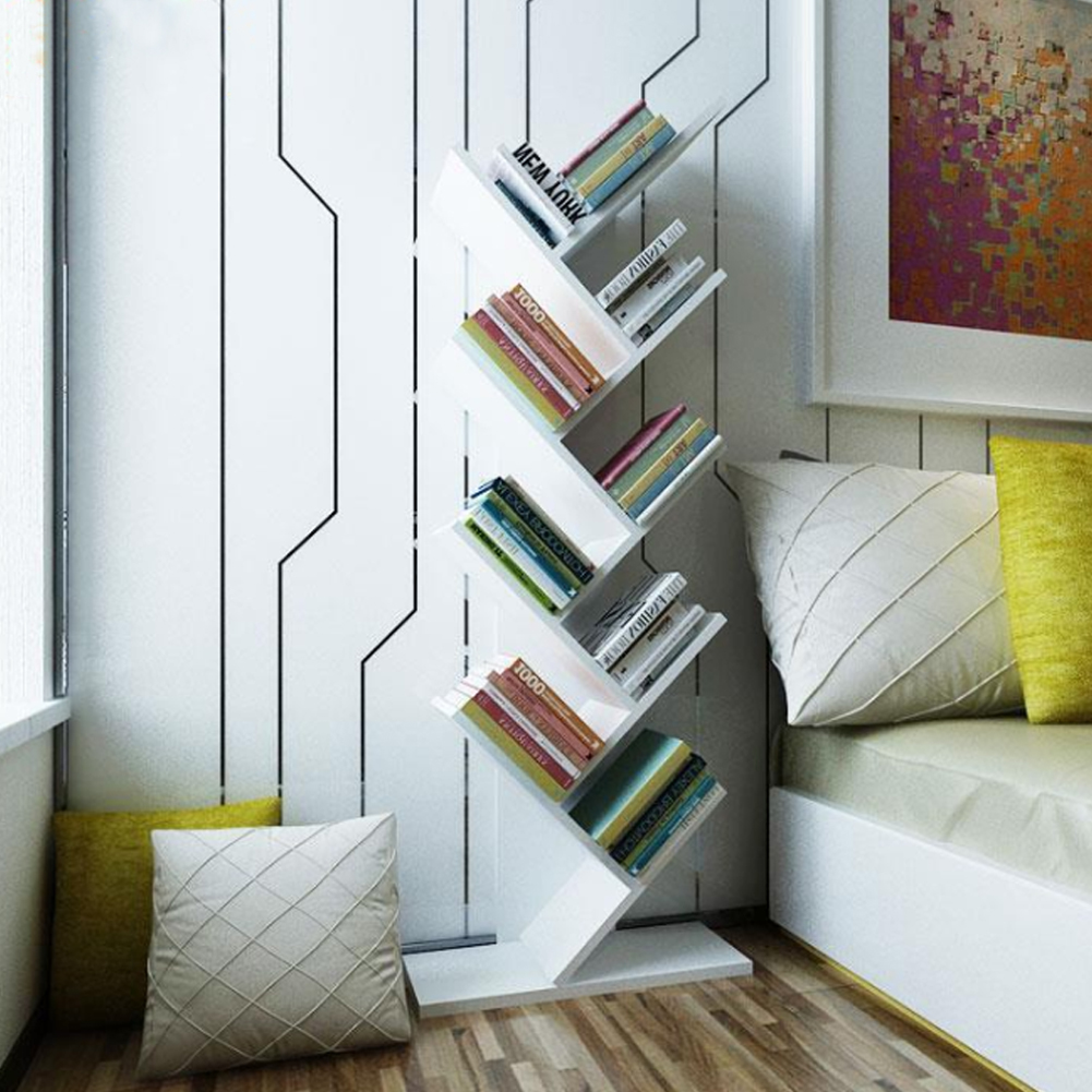 Living and Home 9-Tier White Tree-shaped Rustic Bookshelf Image 5