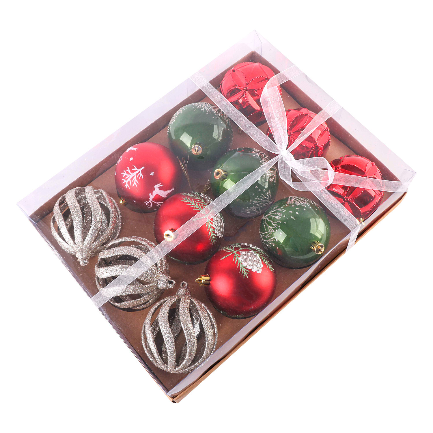 Set of 12 Traditional Baubles - Red Image 2
