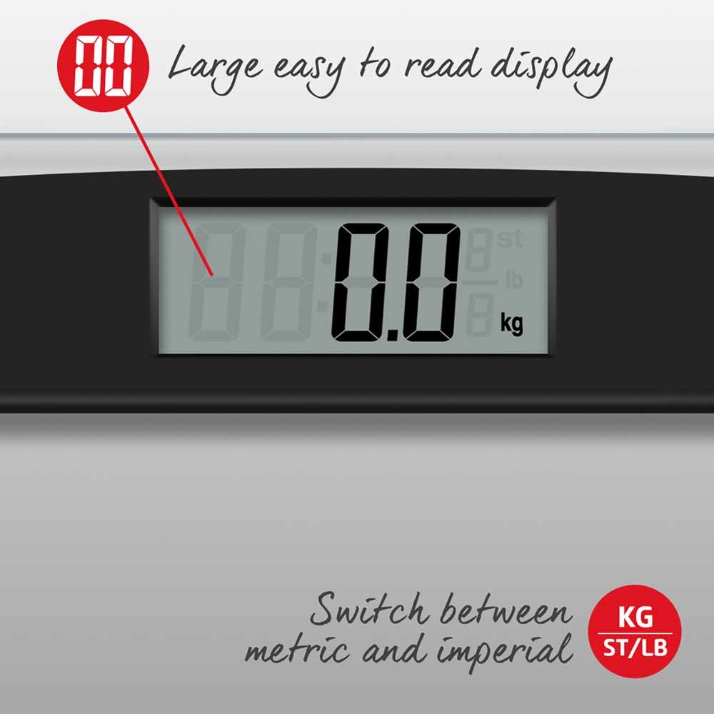 Salter Compact Glass Electronic Bathroom Scales 9208 BK3R Image 4