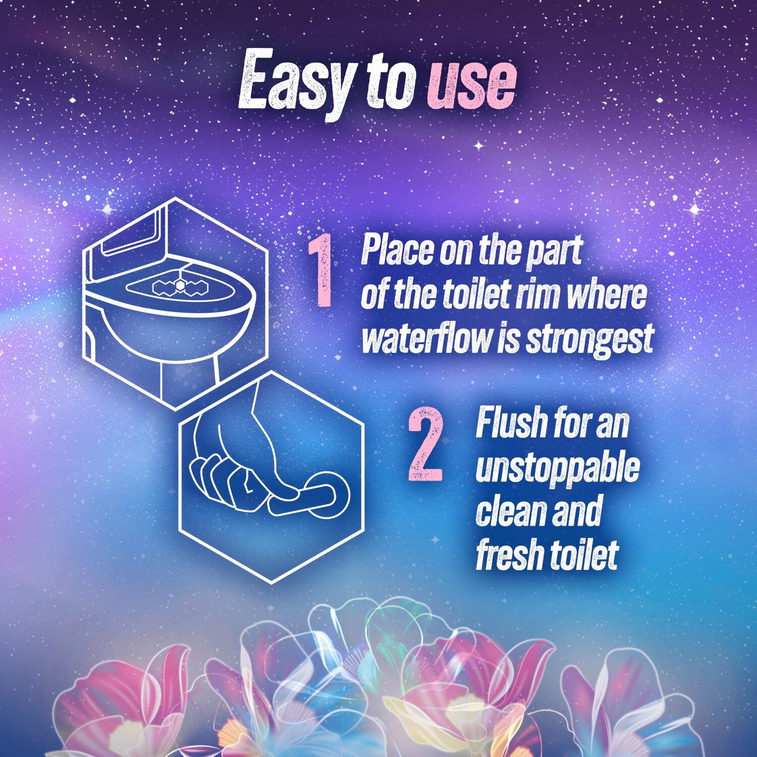 Domestos Power 5 Rim Block Aurora Blooms Image 5