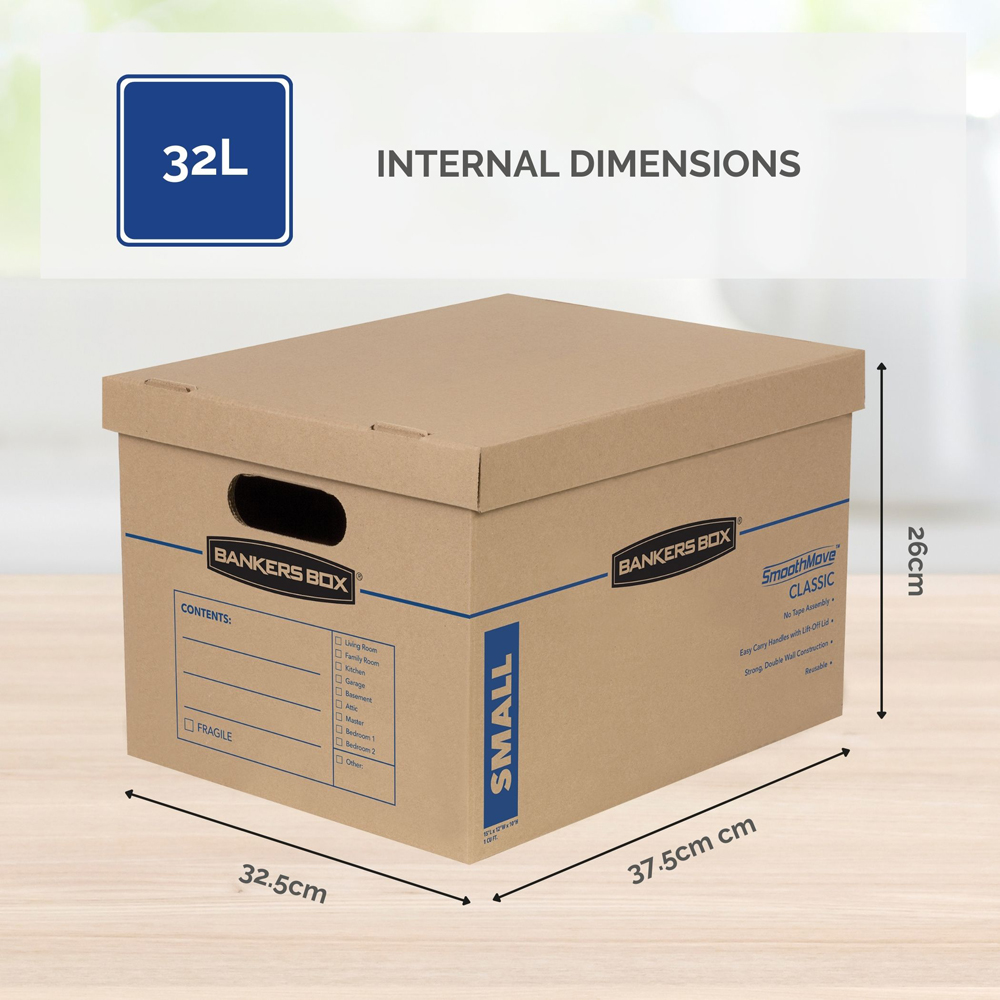 Fellowes SmoothMove 32L Classic Cardboard Box 10 Pack Image 8