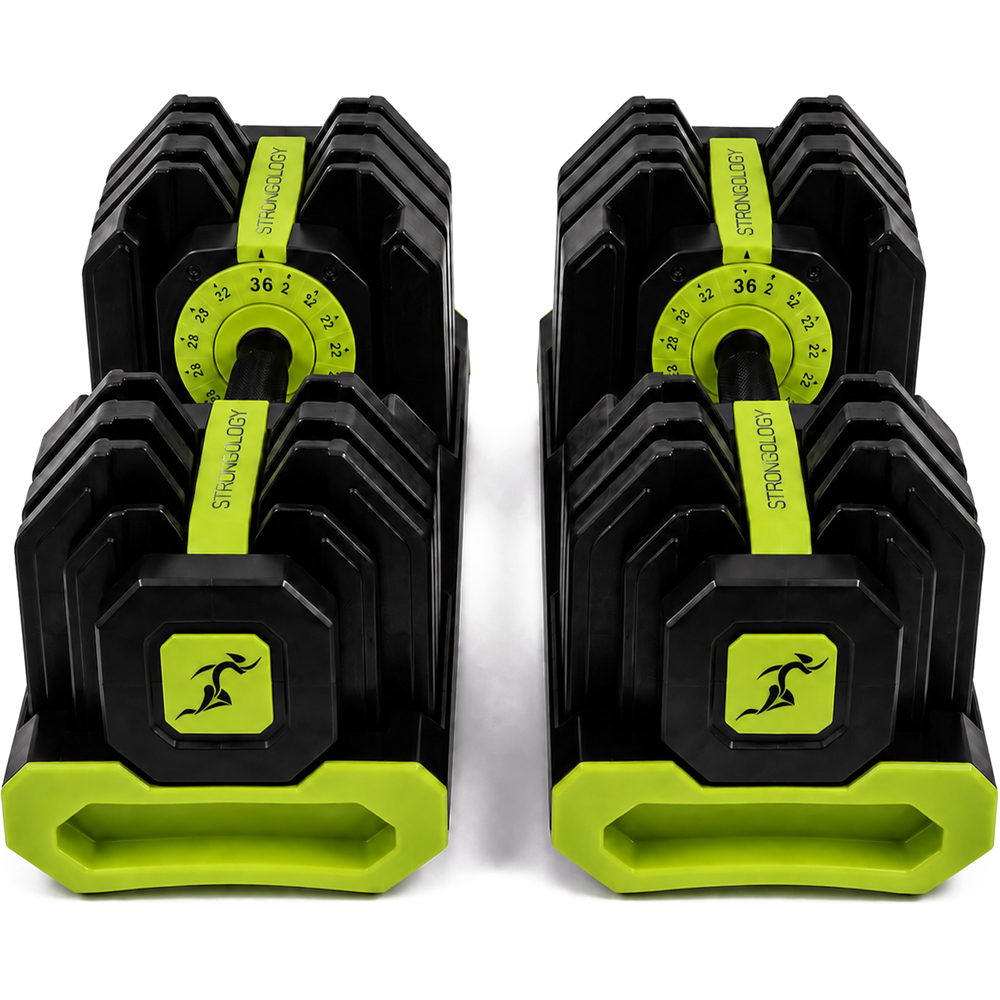 Strongology FLEX36 Lime Adjustable Dumbbells 4kg-36kg Image 3
