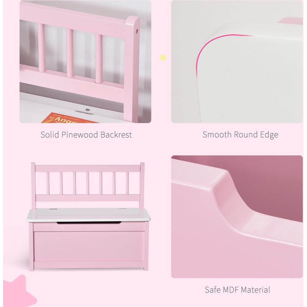 Playful Haven Pink Kids Storage Bench Image 6