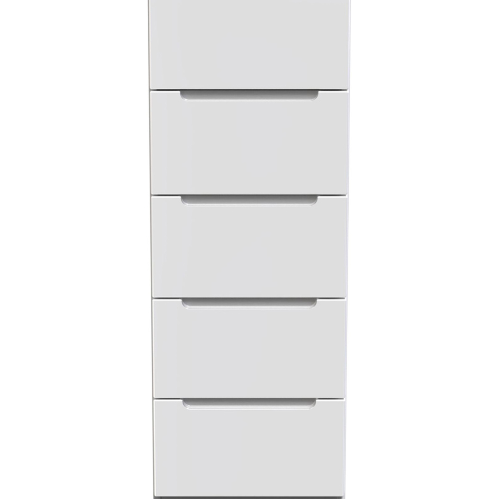 Crowndale Milan 5 Drawer Gloss White Chest of Drawers Ready Assembled Image 2
