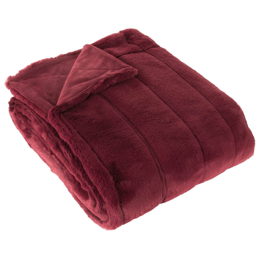 Paoletti Empress Ruby Faux Fur Throw 130 x 180cm Image 1