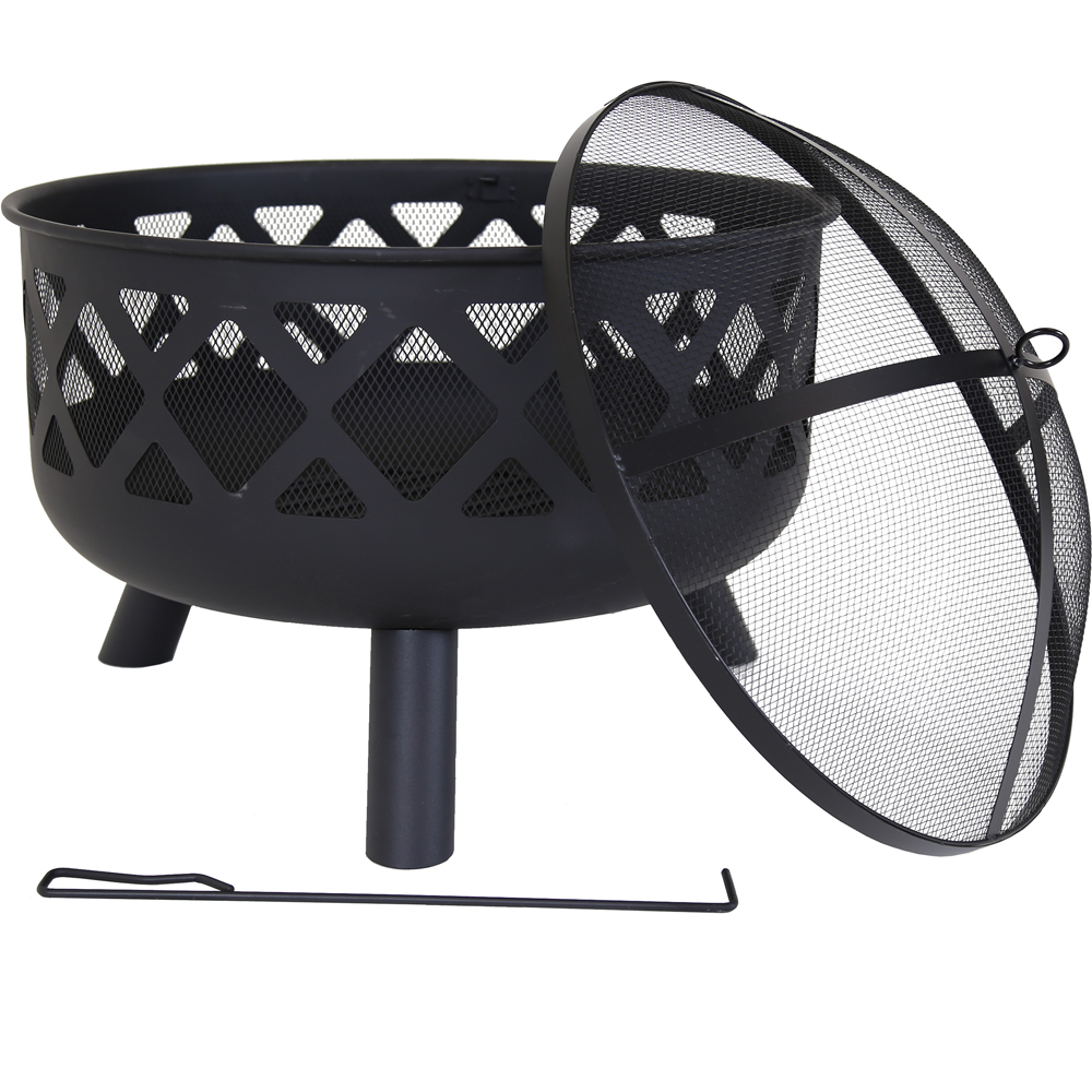 Charles Bentley Snug Salvador Black Round Steel Bowl Fire Pit Image 3