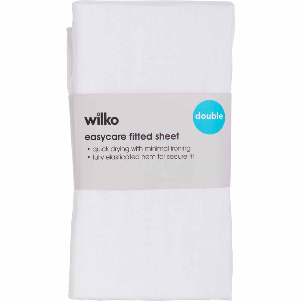 Wilko Easy Care Double White Fitted Bed Sheet Image 2