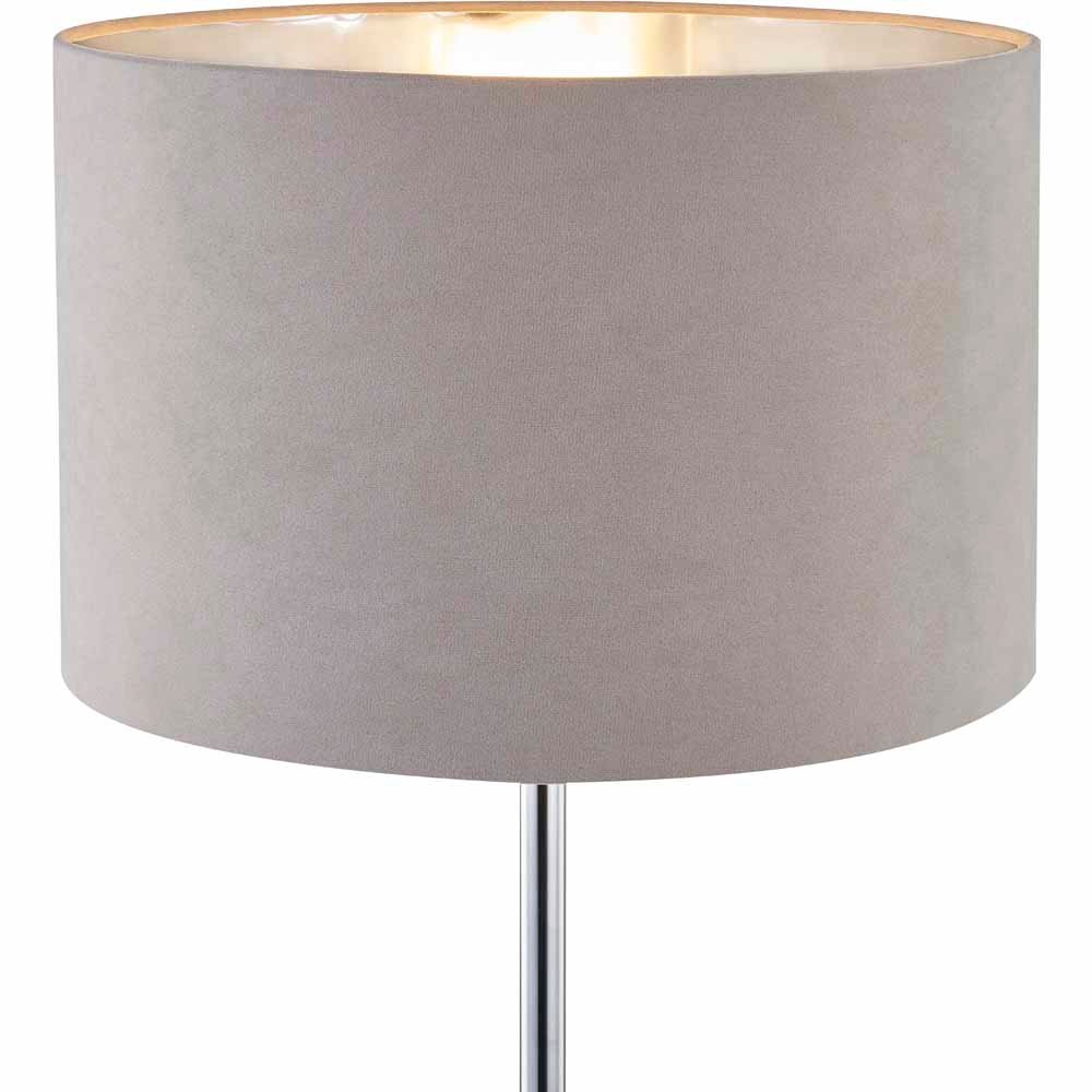 Wilko Grey Silver Velvet Floor Lamp Image 3