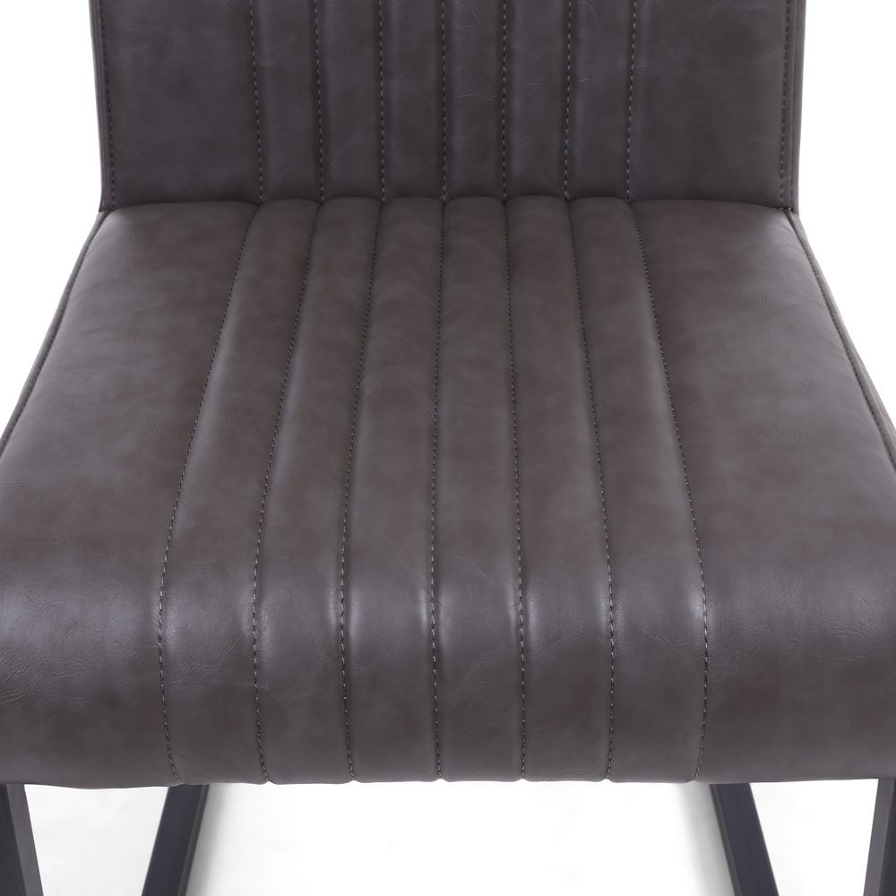 Archer Set of 2 Grey Leather Effect Dining Chair Image 5
