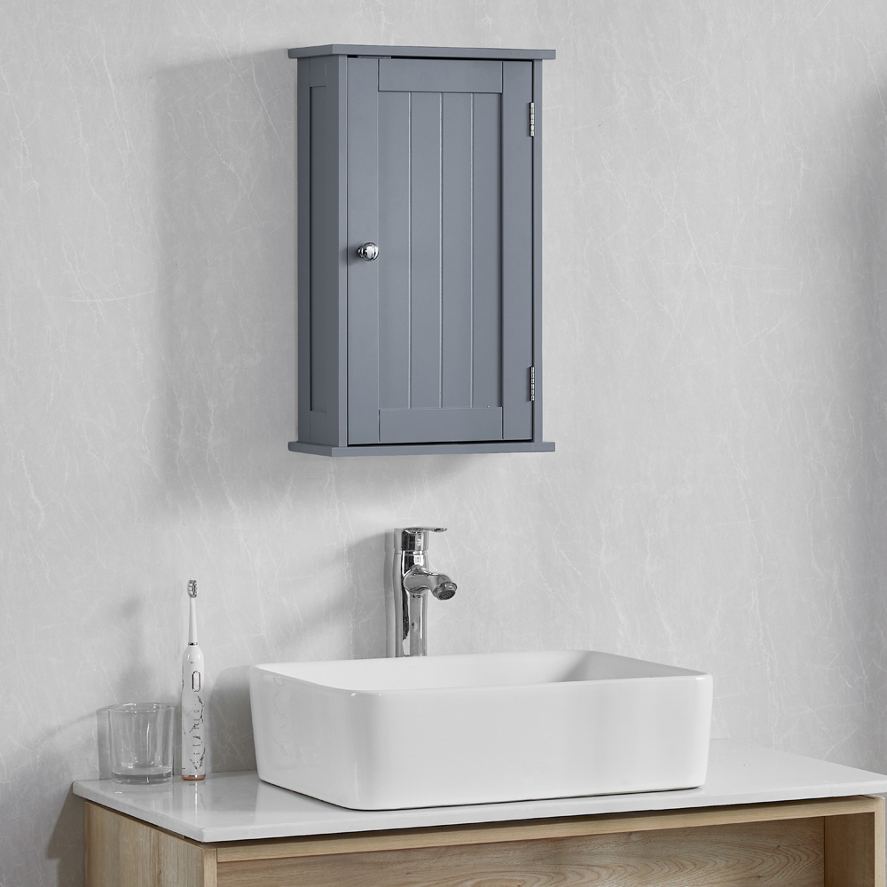 BATH VIDA Priano Single Door Grey Wall Mounted Bathroom Cabinet Image 3
