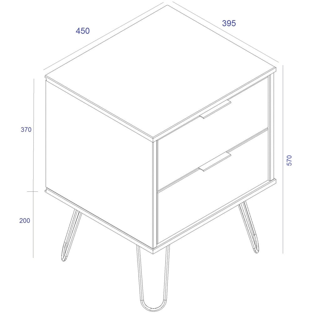 Augusta 2 Drawer Grey Bedside Table Image 8