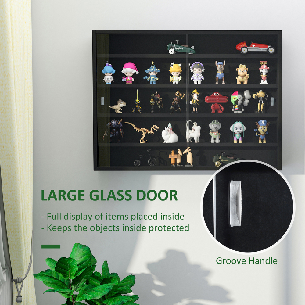 Portland 2 Door 5 Shelf Black Wall Display Unit Image 5