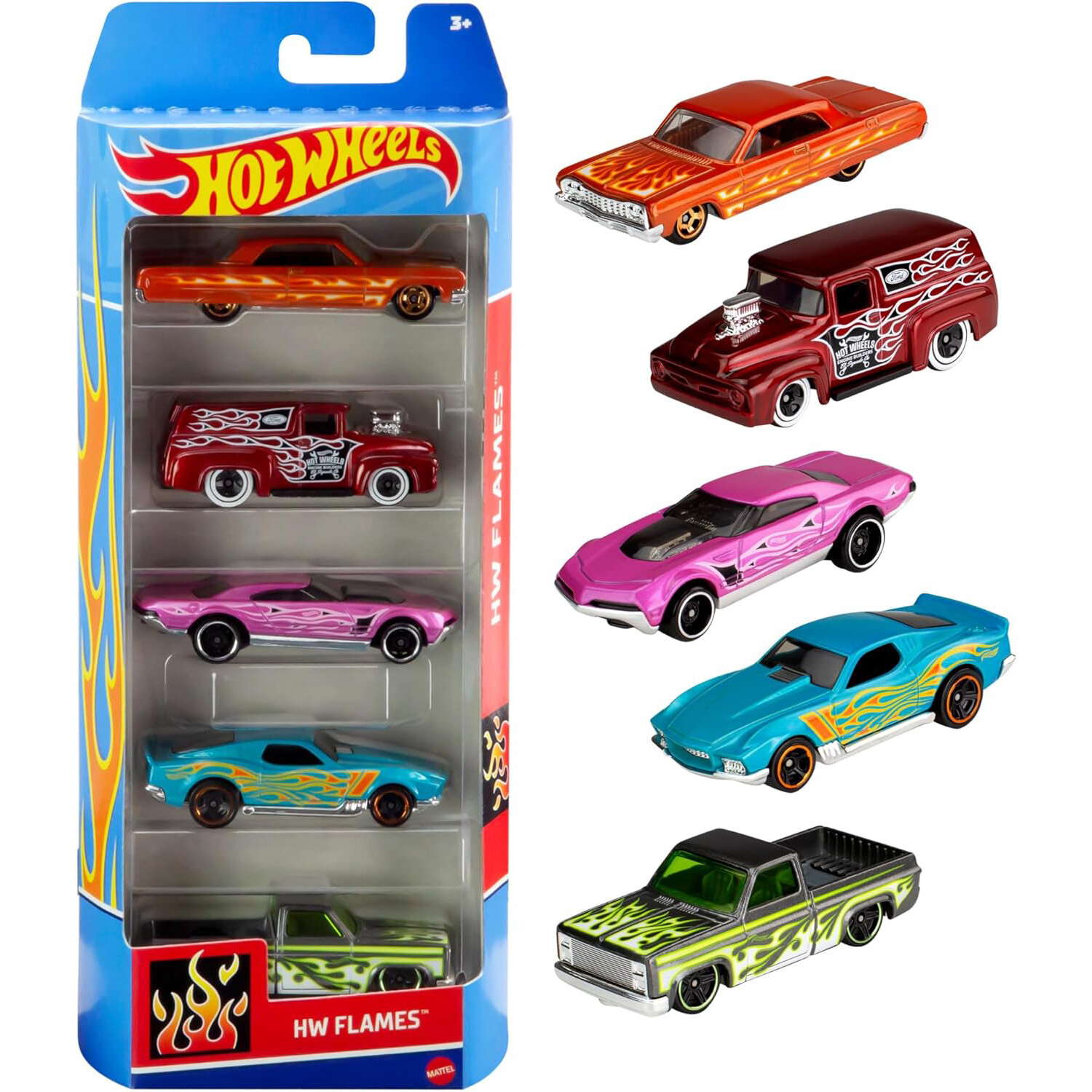 Pack of 5 Hot Wheels Die Cast Cars  - Multicolour Image 2
