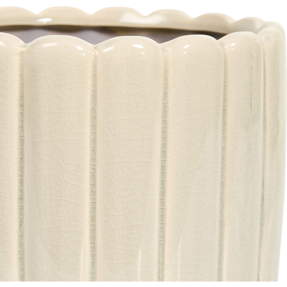 Ribbed Plant Pot Cream Image 3