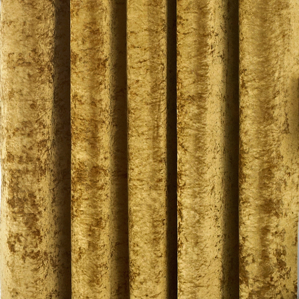 Paoletti Verona Ochre Crushed Velvet Eyelet Curtain 137 x 229cm Image 4