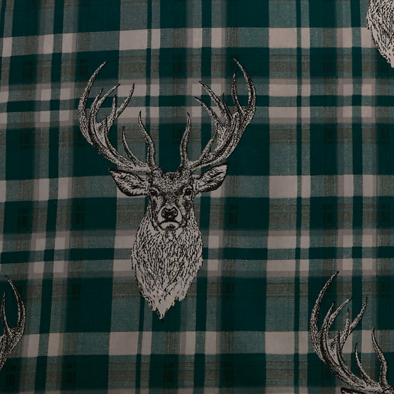 Divante King Green Moorland Stag Check Duvet Cover and Pillowcase Set Image 5