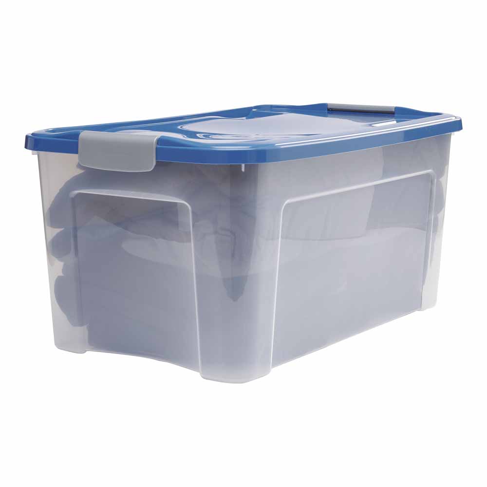 Wilko 45L Storage Box Blue Wilko