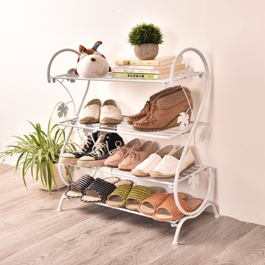 Living and Home Iron S-Shaped White Vintage Shoe Rack Image 4