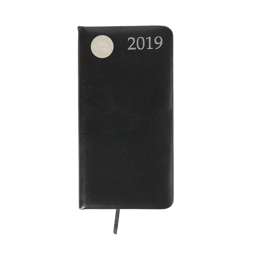Wilko Slim Week To View 2019 Diary - Faux Leather Image 1