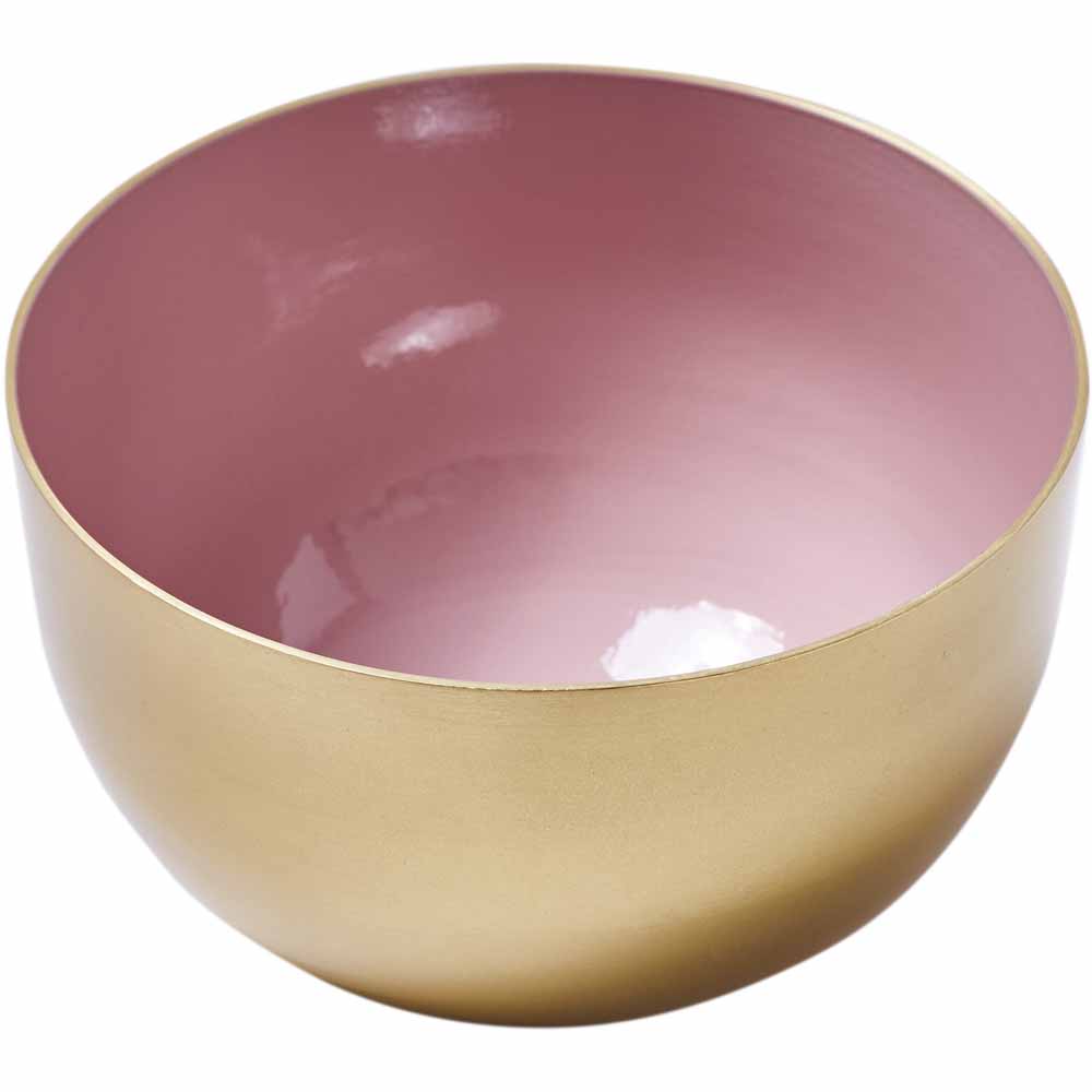 Wilko Pink and Gold Large Metal Bowl Image 2