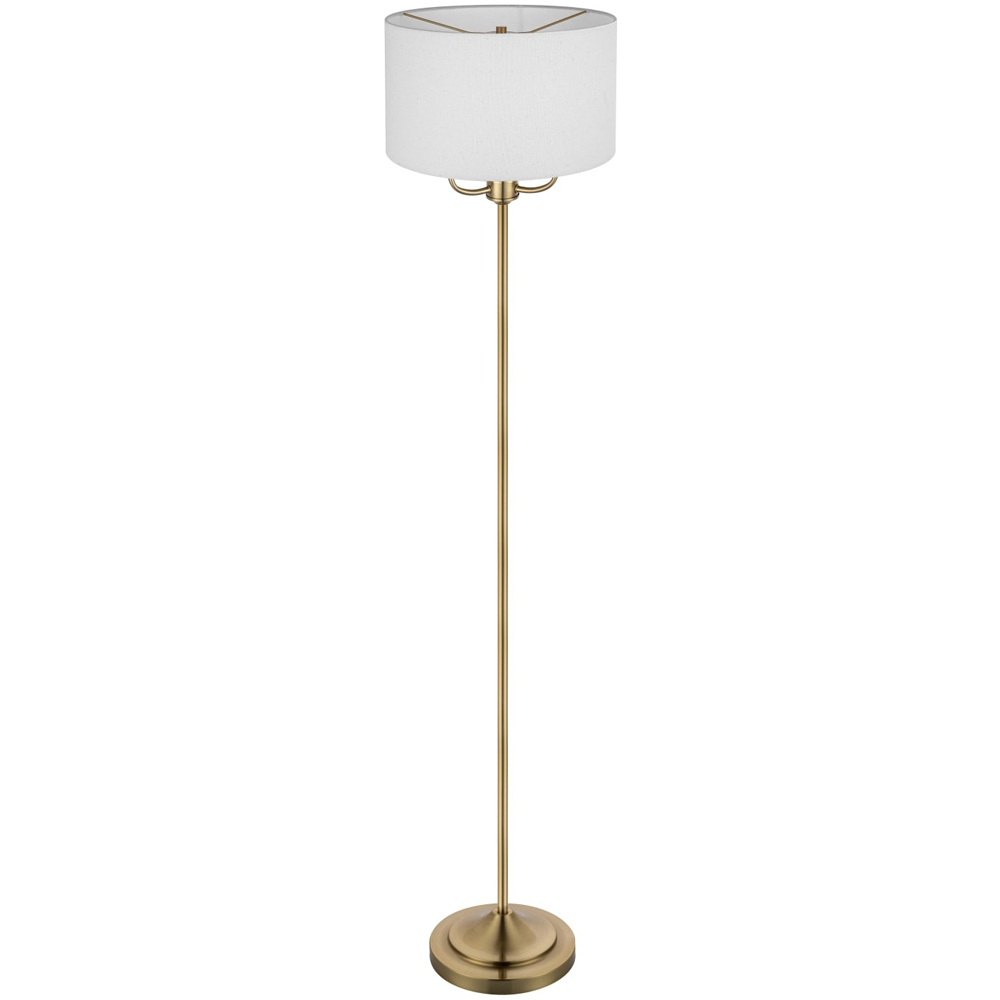 Cosylyte Winston 3 Light Classic Faux Linen Shade Brass Base Floor Lamp Image 4