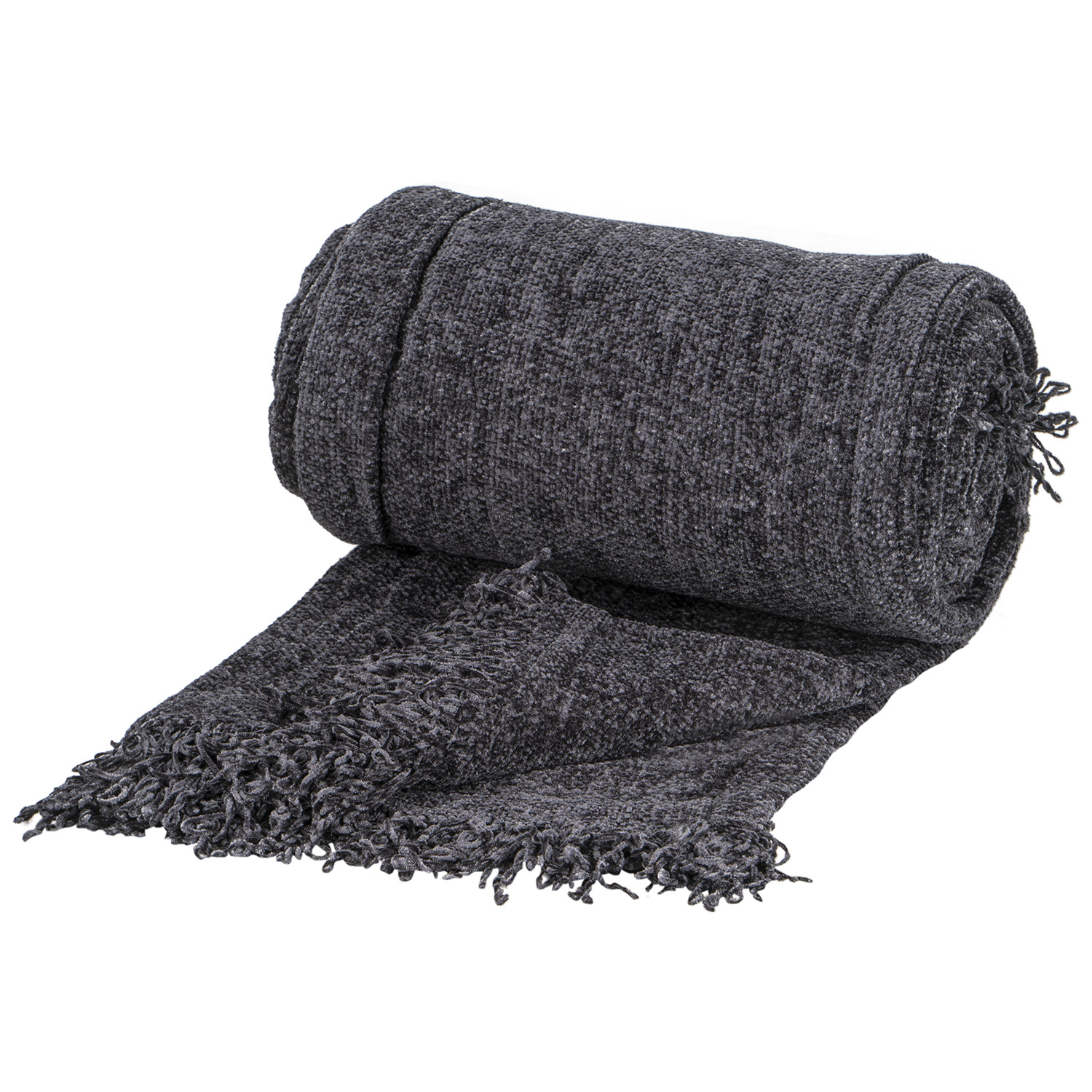 Shimmer Effect Trafalgar Chenille Throw - Charcoal Image 2