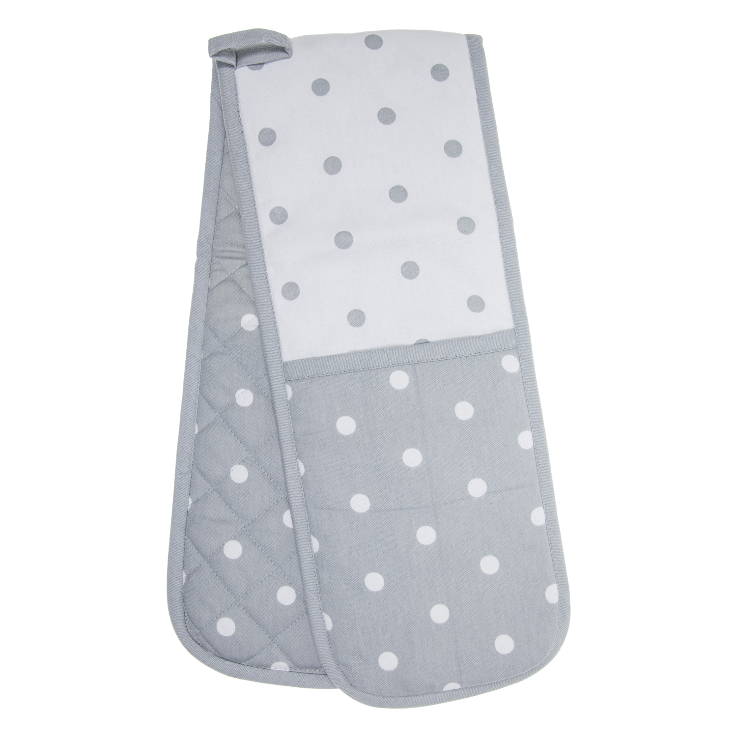 Polka Dot Grey Double Oven Glove Image