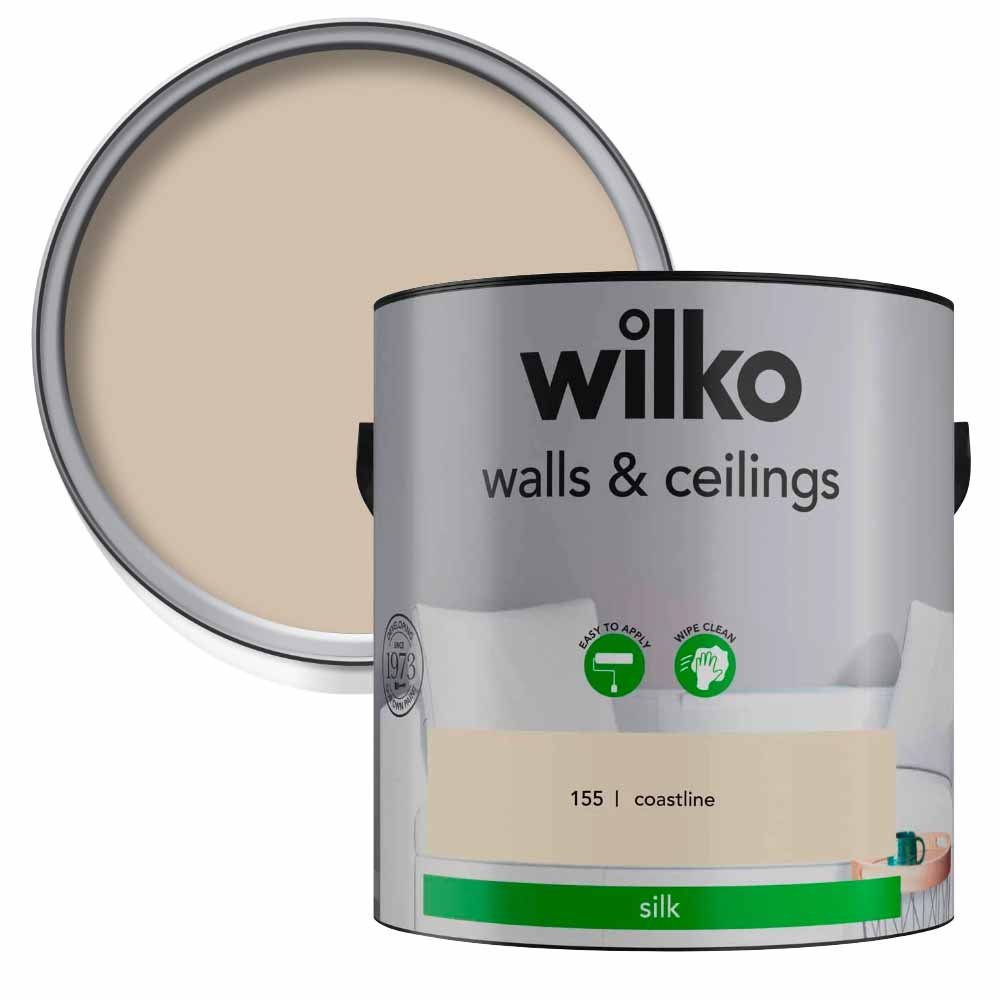 Wilko Walls & Ceilings Coastline Silk Emulsion Paint 2.5L Image 1