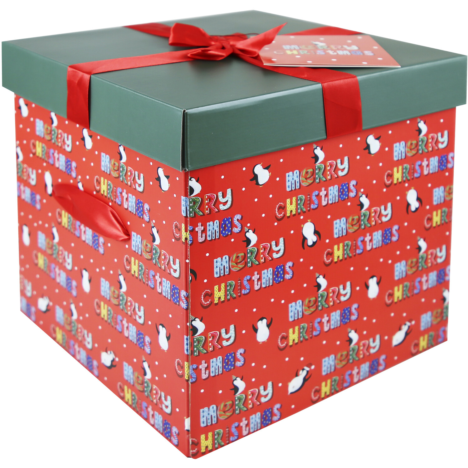 Festive Flat Pack Gift Box - Penguin Image 1