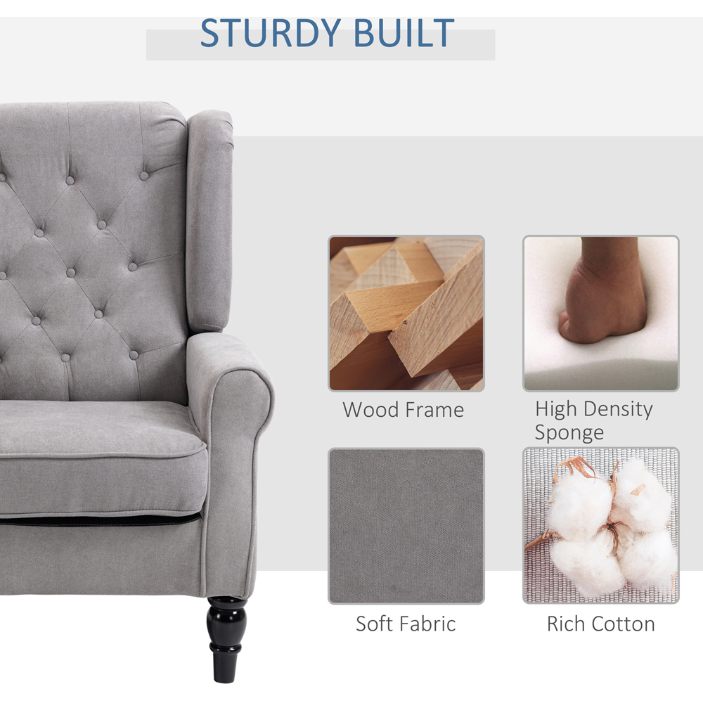 Portland Grey Retro Upholstered Wingback Armchair Image 4