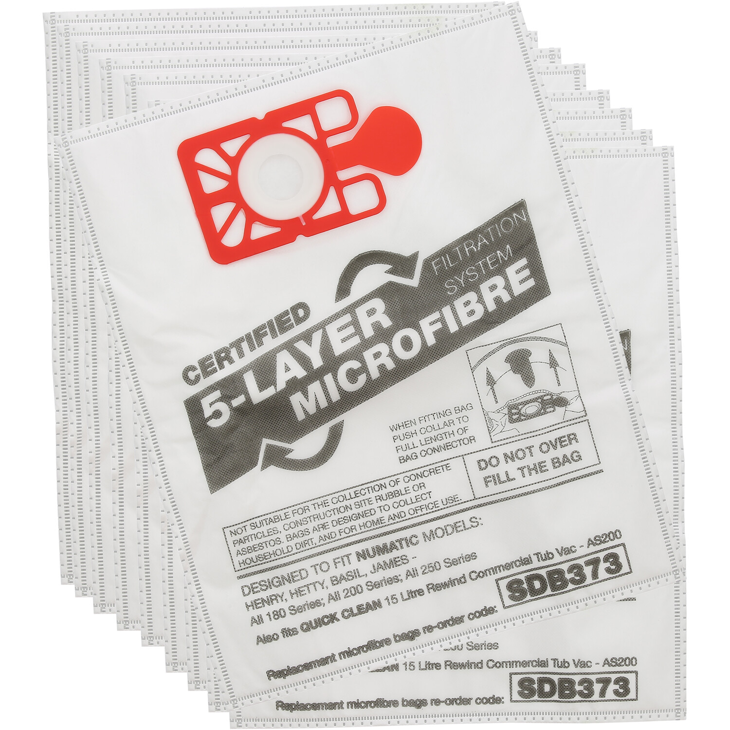 Pack of 10 Numatic Henry Dust Bags White Image