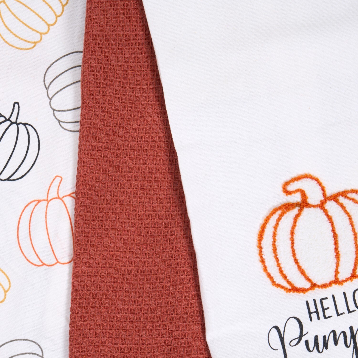 Pack of 3 Hello Pumpkin Tea Towels White Image 4