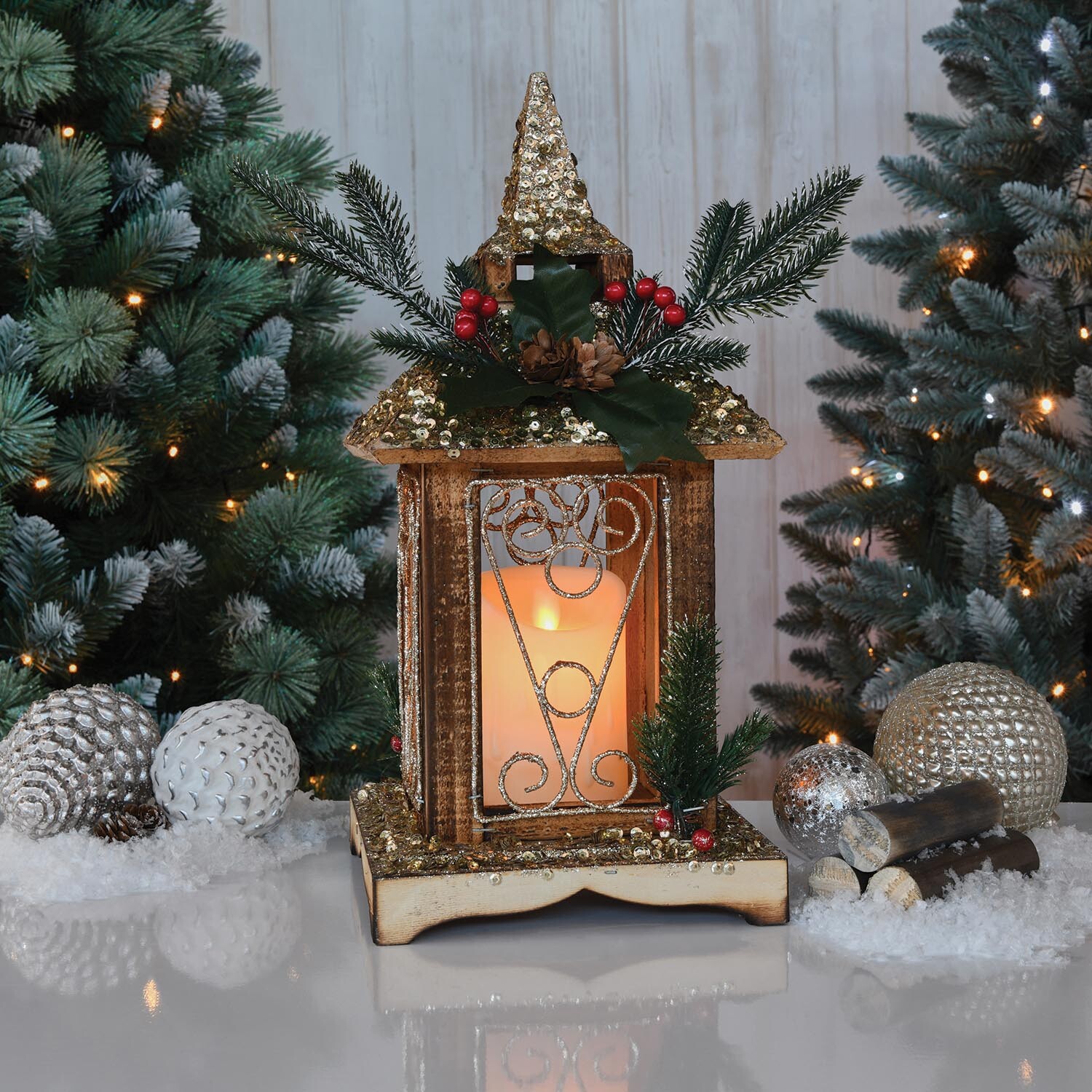 A Christmas Tale LED Wooden Candle Lantern Christmas Decoration Image 8