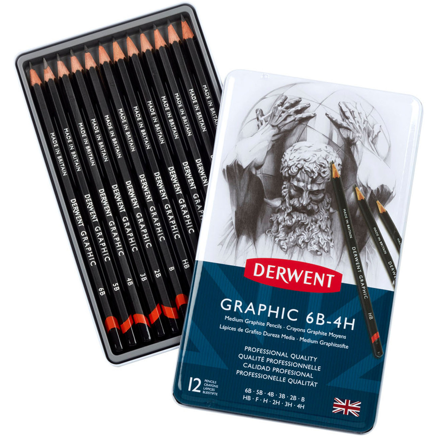 Pack of 12 Derwent Medium Graphite Pencils Image 1