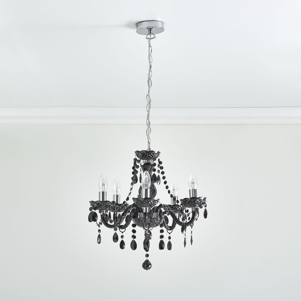 Wilko Marie Therese 5 Arm Black Chandelier Ceiling  Light Image 2