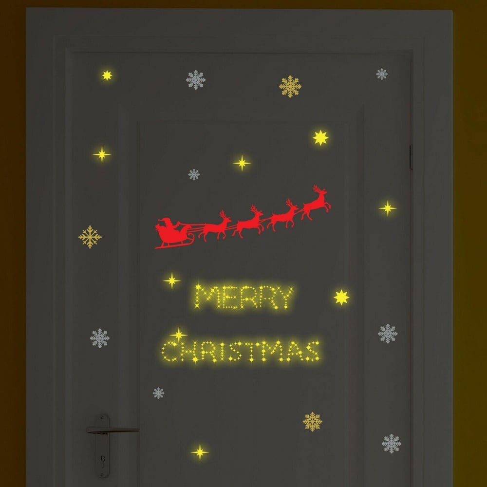 Walplus Crossing Over the Silent Night Self Adhesive Glow in Dark Christmas Wall Sticker Image 1