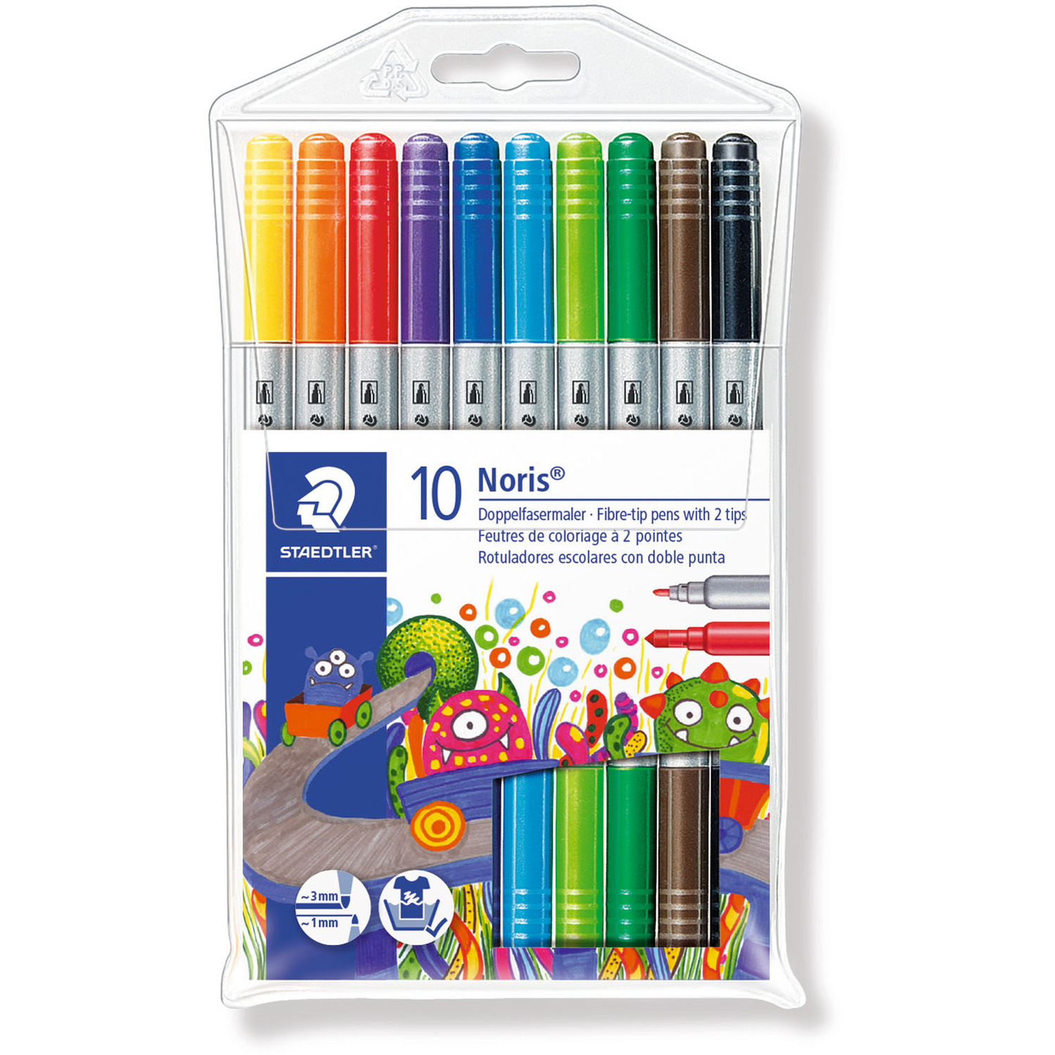 Pack of 10 Noris Club Double Ended Fibre Tip Pens Image 1