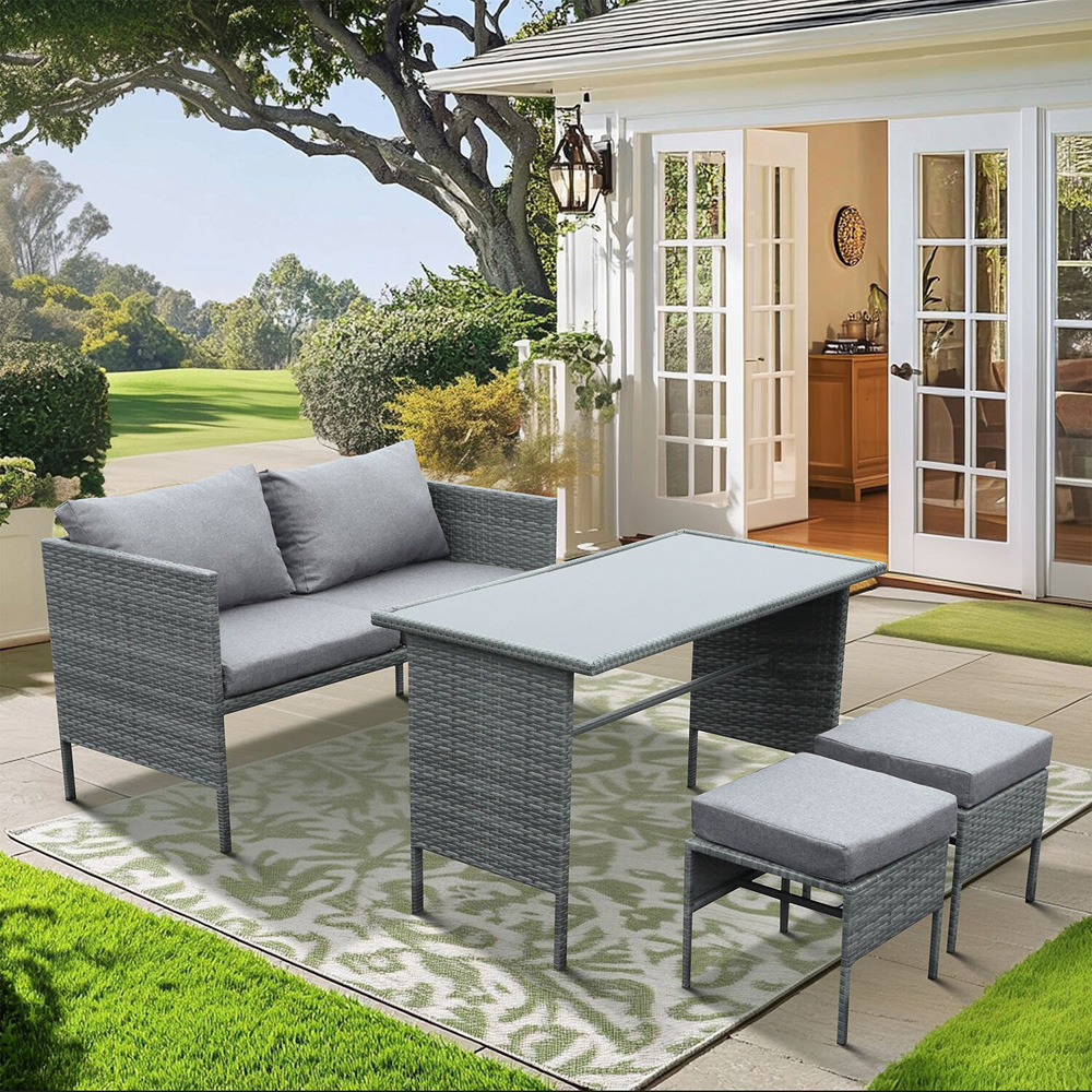 Clara 4 Seater Grey Rattan Sofa Set Image 3